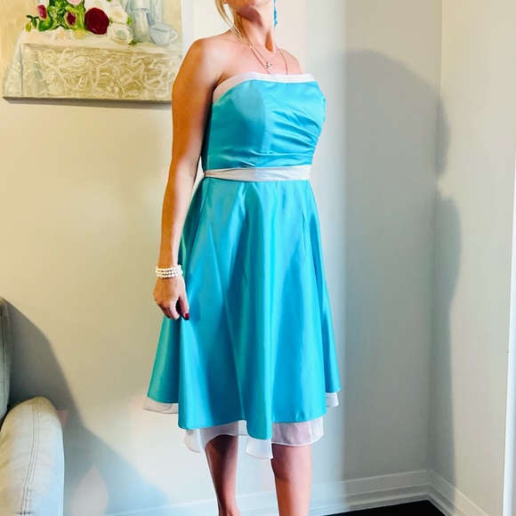 Mori Lee New turquoise Party dress 11-12 size with tag - Picture 9 of 10